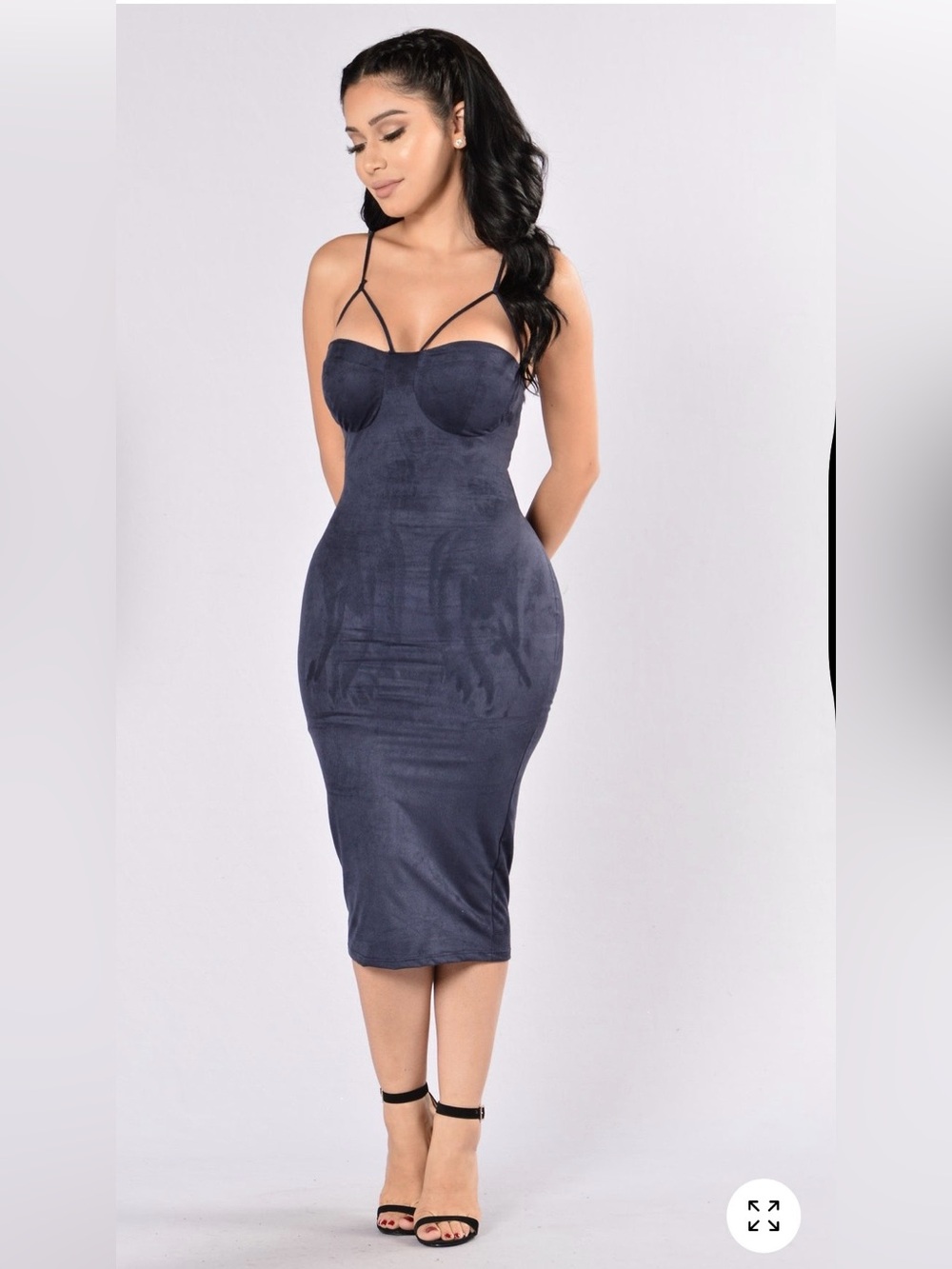 Fashion Nova Navy Strappy Midi Dress
